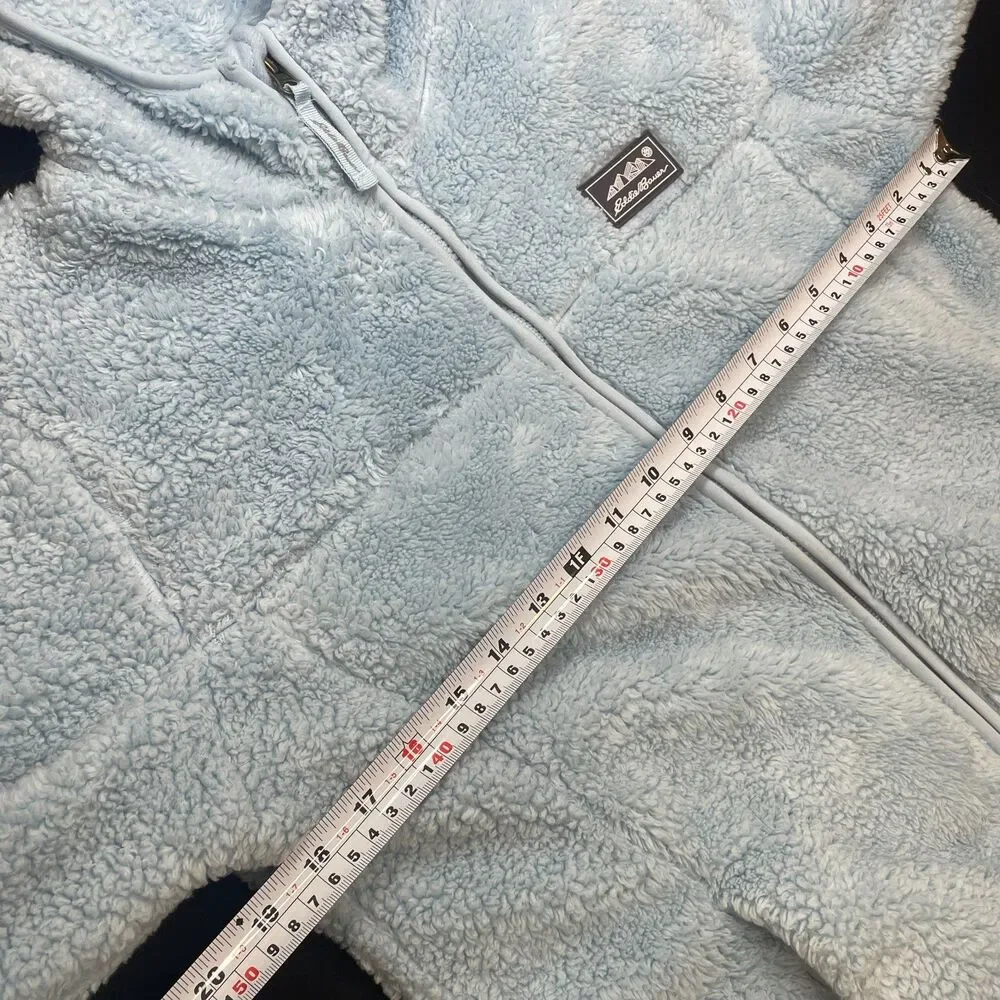 ~ Eddie Bauer KIDS Lg 14 Jacket Teddy Fleece* Blue Powder Light Plush Warm Zip